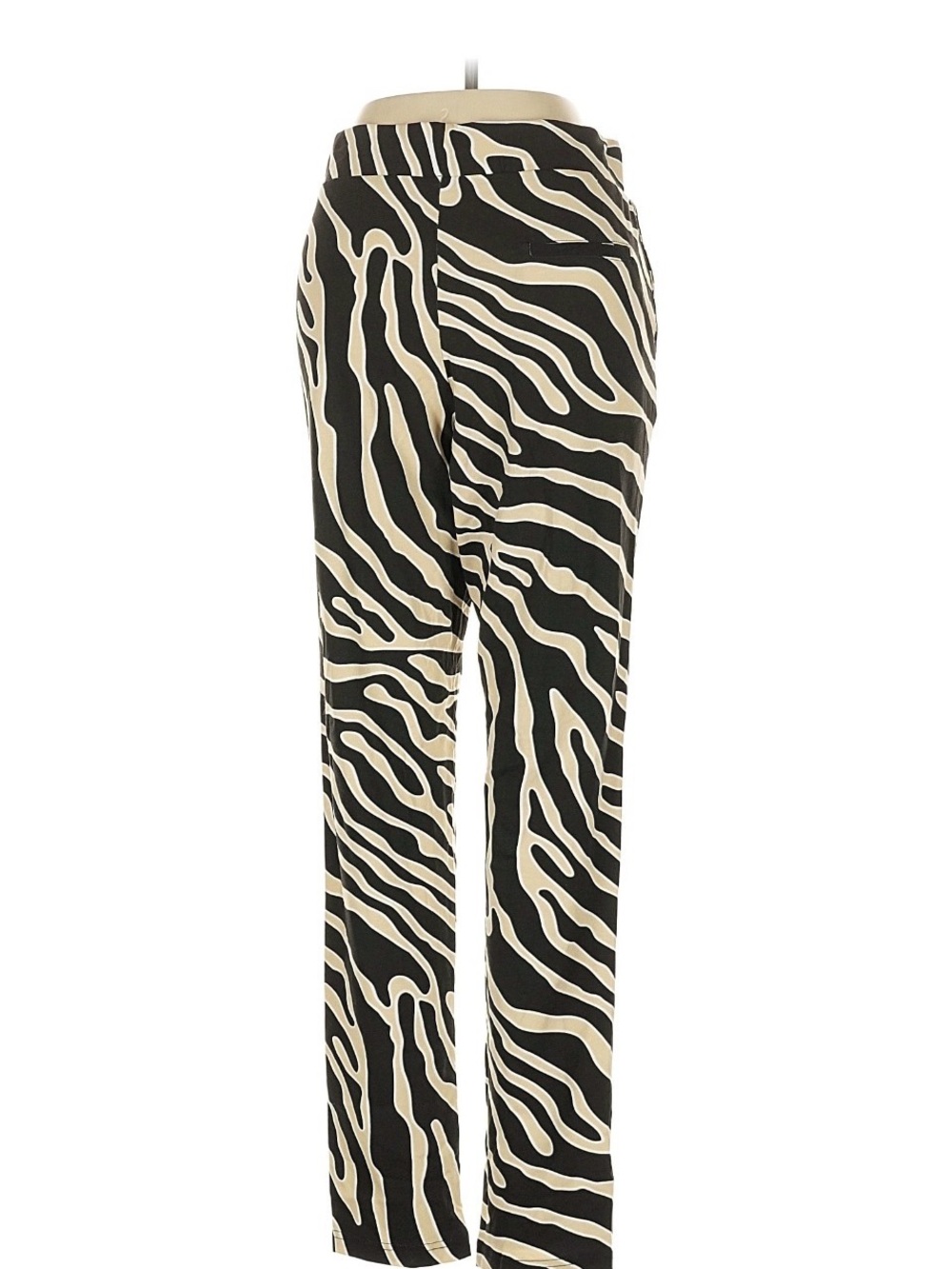 Zebra-Print Straight Leg Pants - Black & Cream
